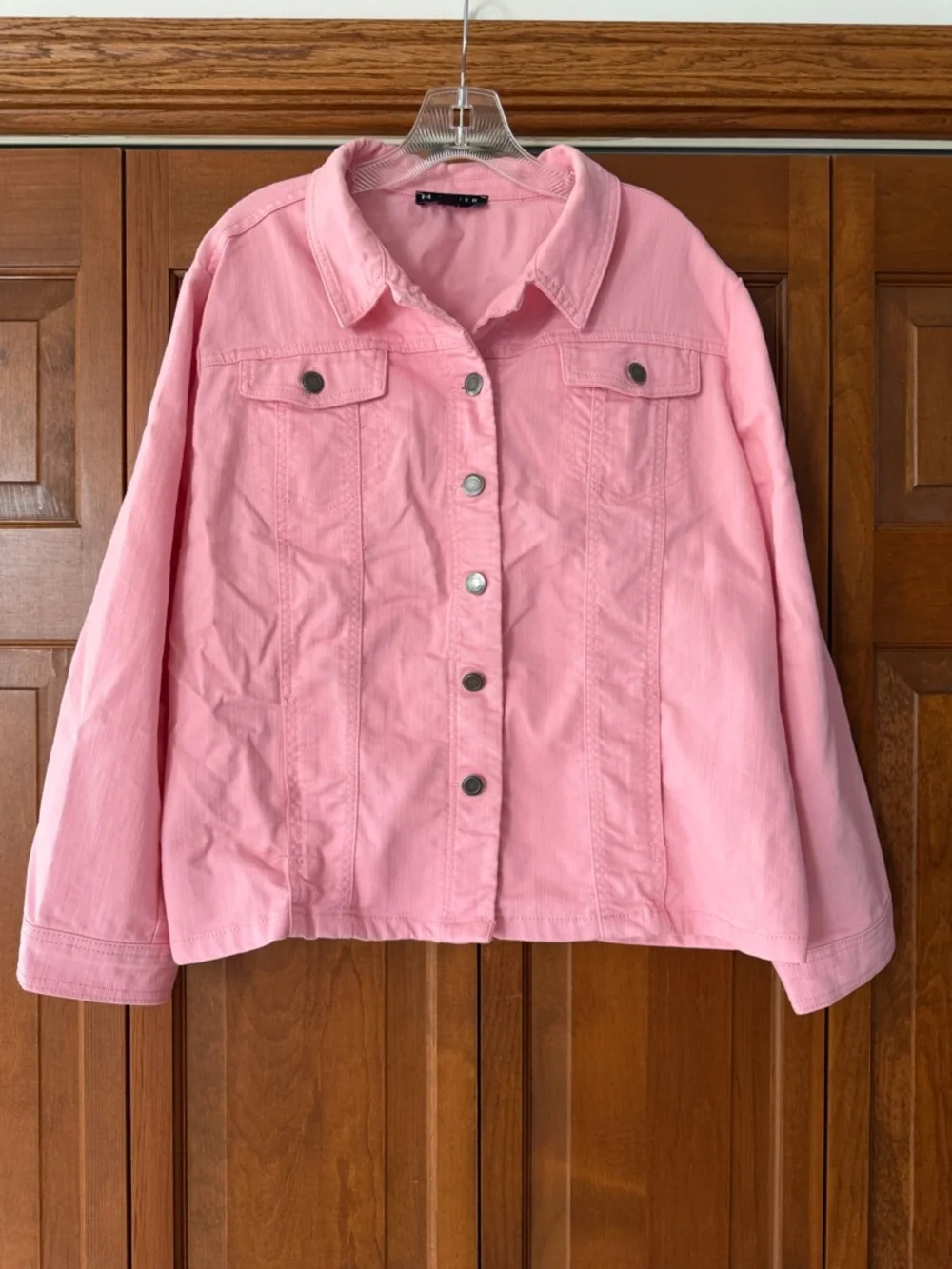 Women’s Pink Denim Button-Up Jacket - Picture 3 of 5